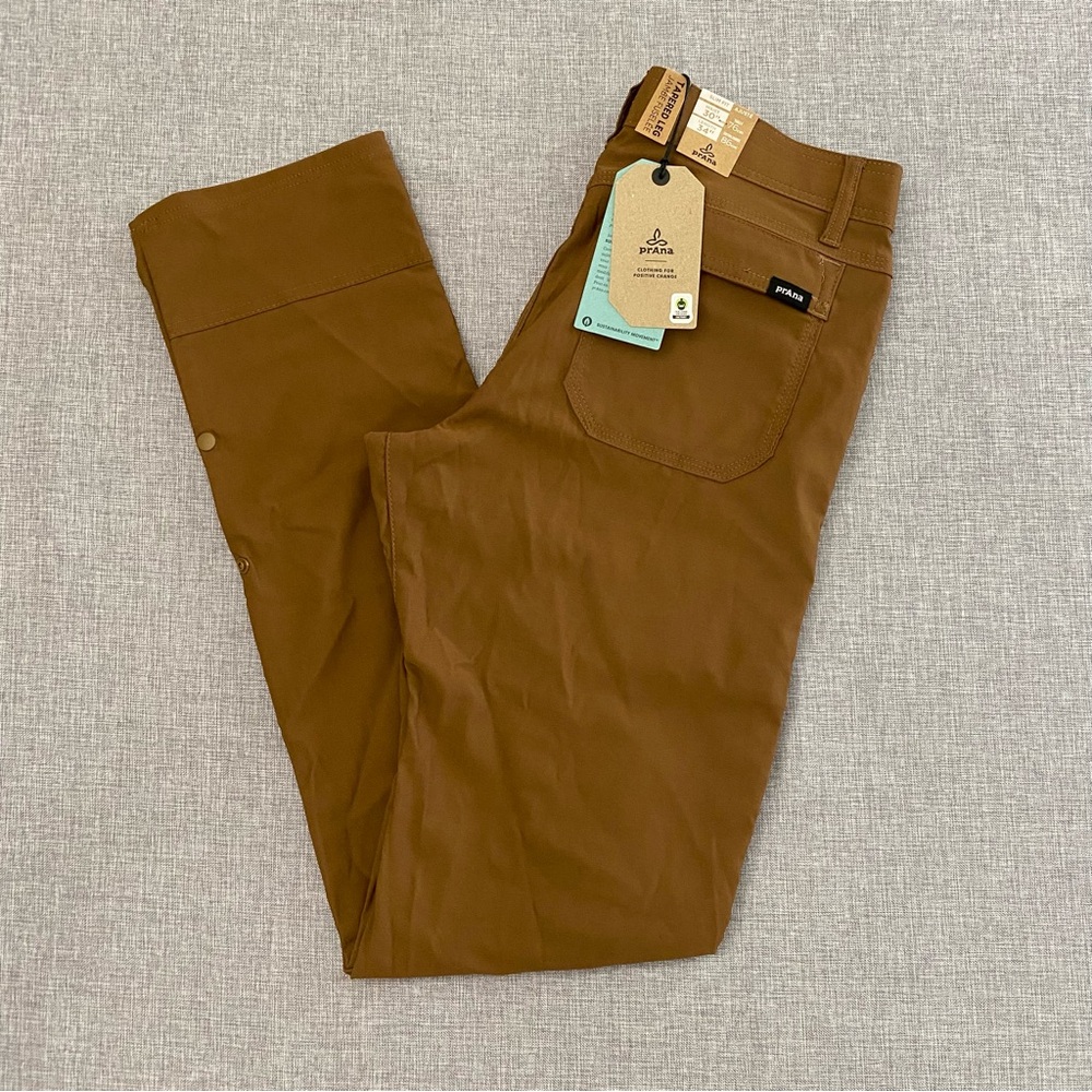 Prana Zion Stretch Straight Slim Fit Mens 30x34 Sepia Brown Gorpcore Pants New